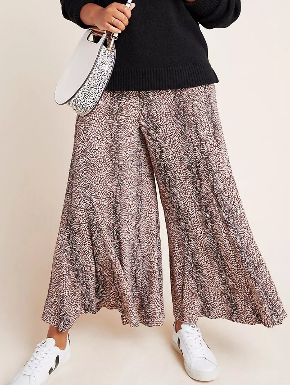 Anthropologie Skirted Wide Leg Pants Animal Snake Print Palazzo Size 12 Boho